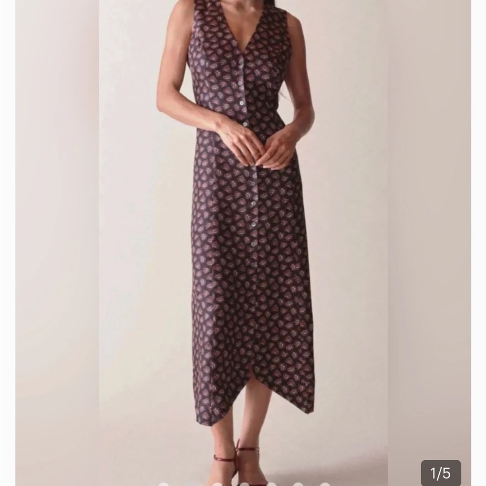 Doen Allene Button-Front Silk Midi Dress